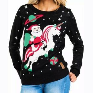 Tipsy Elves | Santa Riding Unicorn Ugly Christmas Sweater (Size Medium)